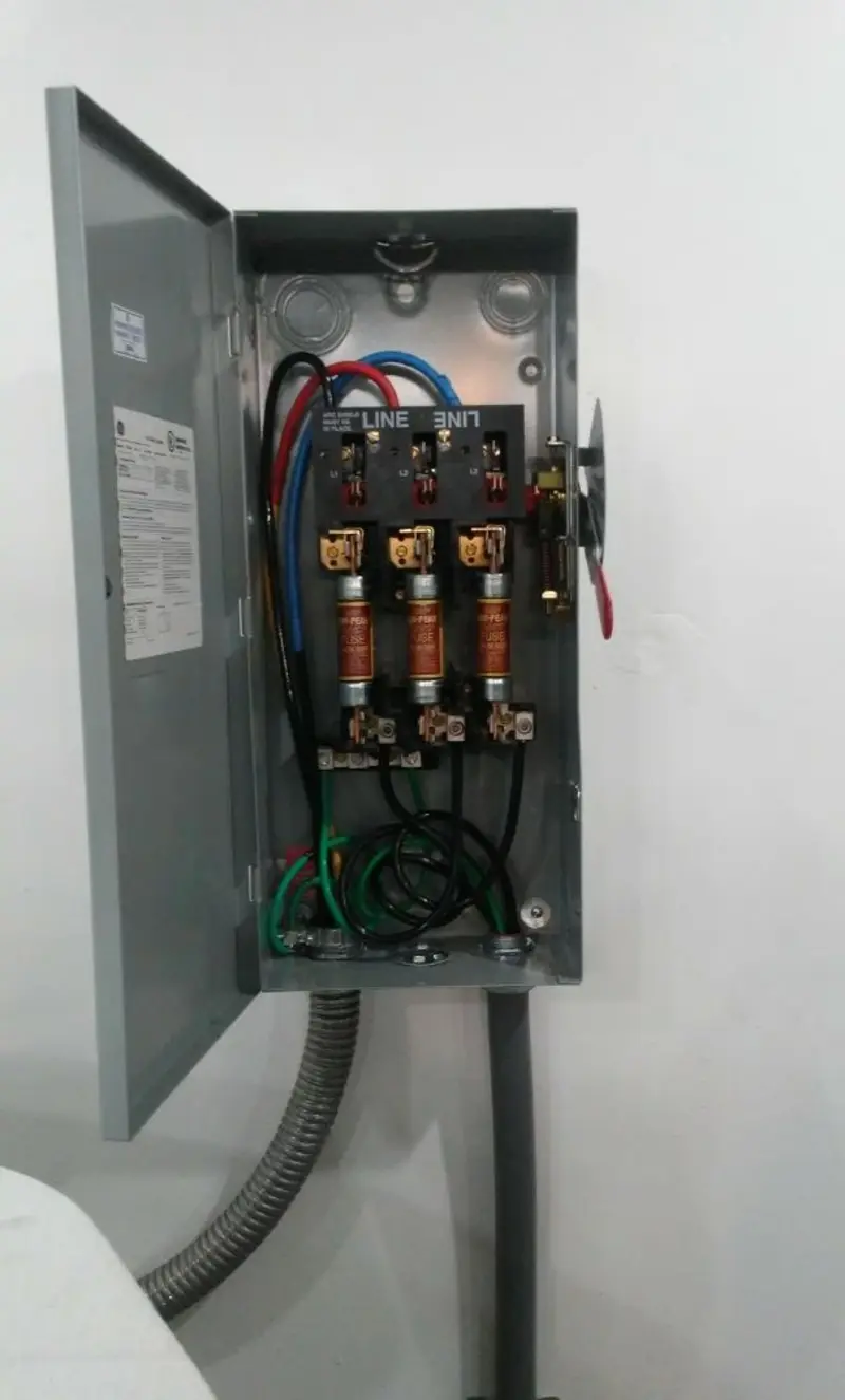 Three-phase disconnect switch installed for Smoke Detector Installation in Yelm